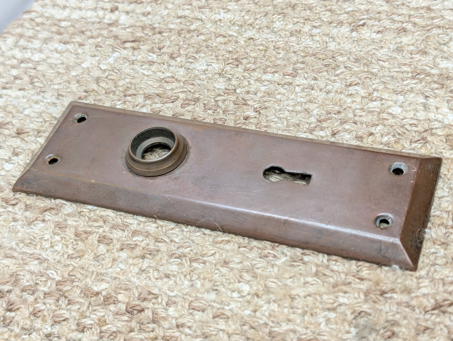 2 1/4" x 7" Antique Stamped Brass Door Knob Plate