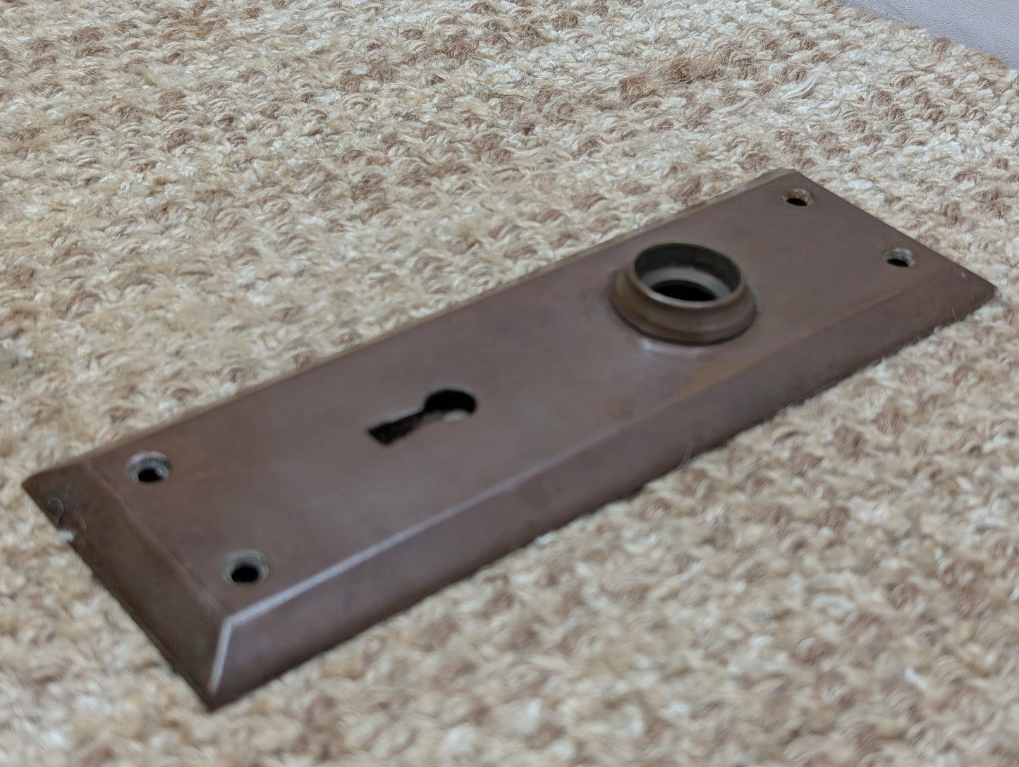 2 1/4" x 7" Antique Stamped Brass Door Knob Plate