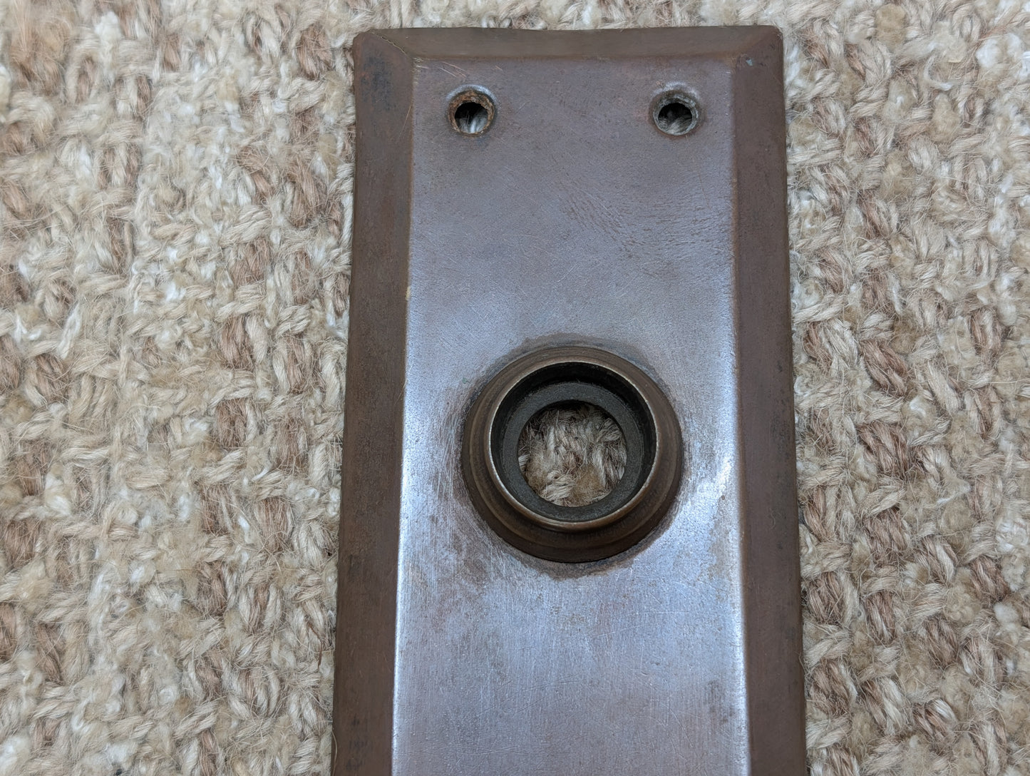 2 1/4" x 7" Antique Stamped Brass Door Knob Plate