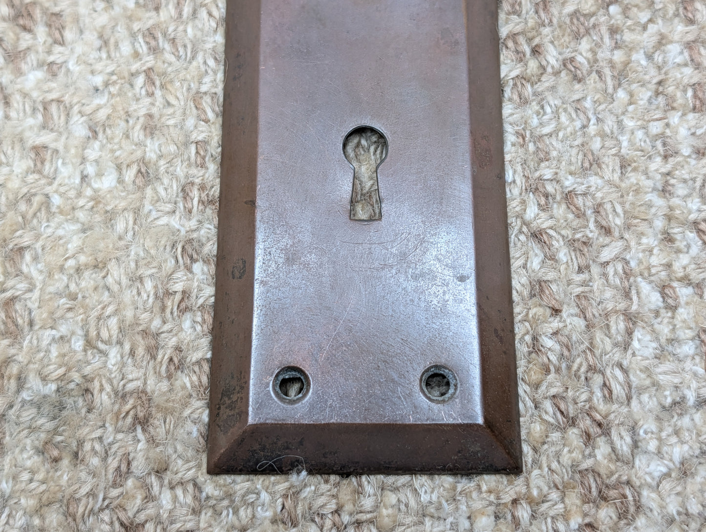 2 1/4" x 7" Antique Stamped Brass Door Knob Plate