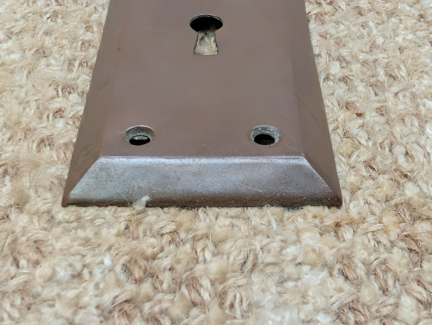 2 1/4" x 7" Antique Stamped Brass Door Knob Plate