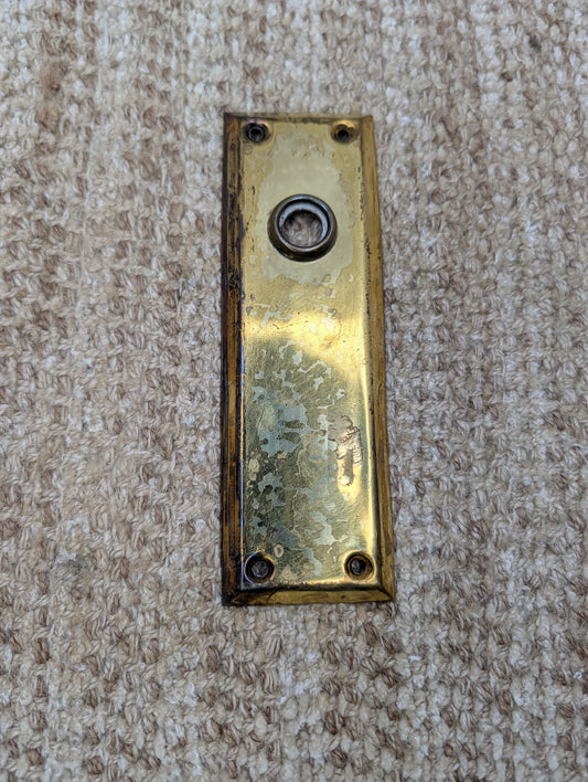 2 1/4" x 7" Antique Stamped Brass Door Knob Plate
