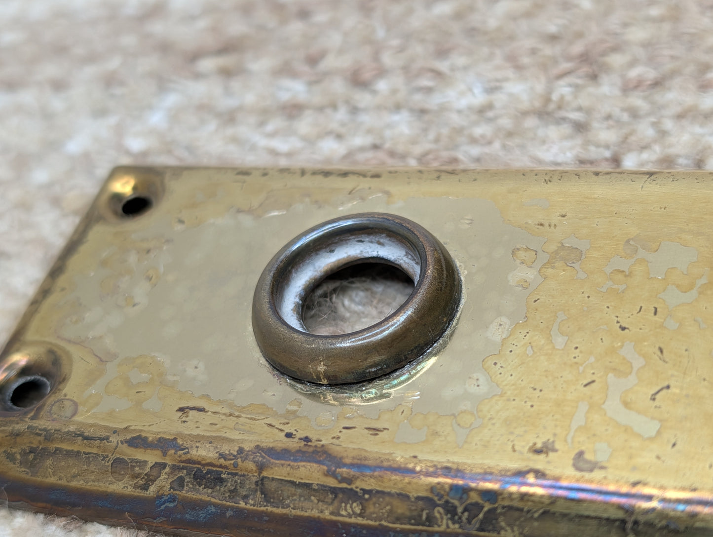 2 1/4" x 7" Antique Stamped Brass Door Knob Plate