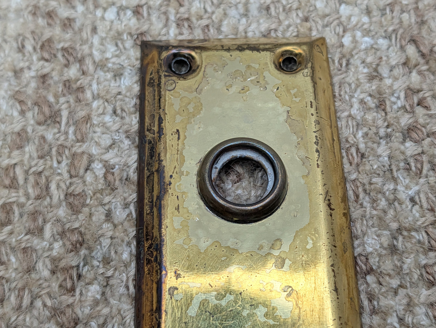 2 1/4" x 7" Antique Stamped Brass Door Knob Plate
