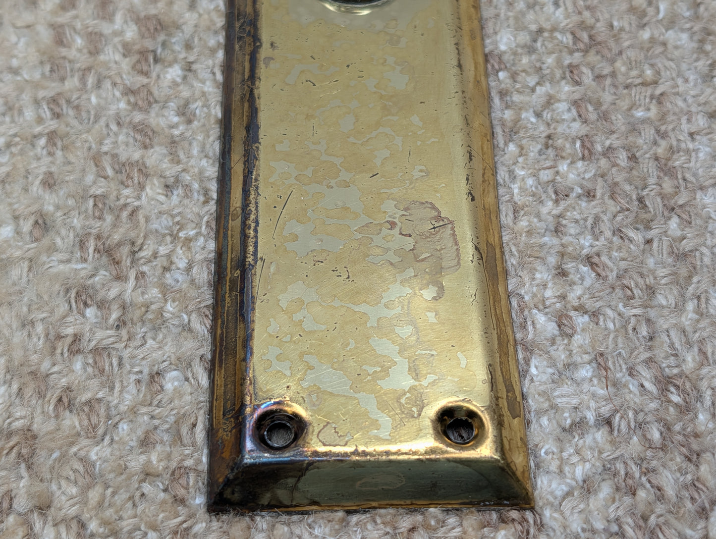 2 1/4" x 7" Antique Stamped Brass Door Knob Plate