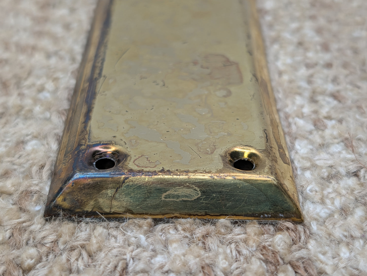 2 1/4" x 7" Antique Stamped Brass Door Knob Plate