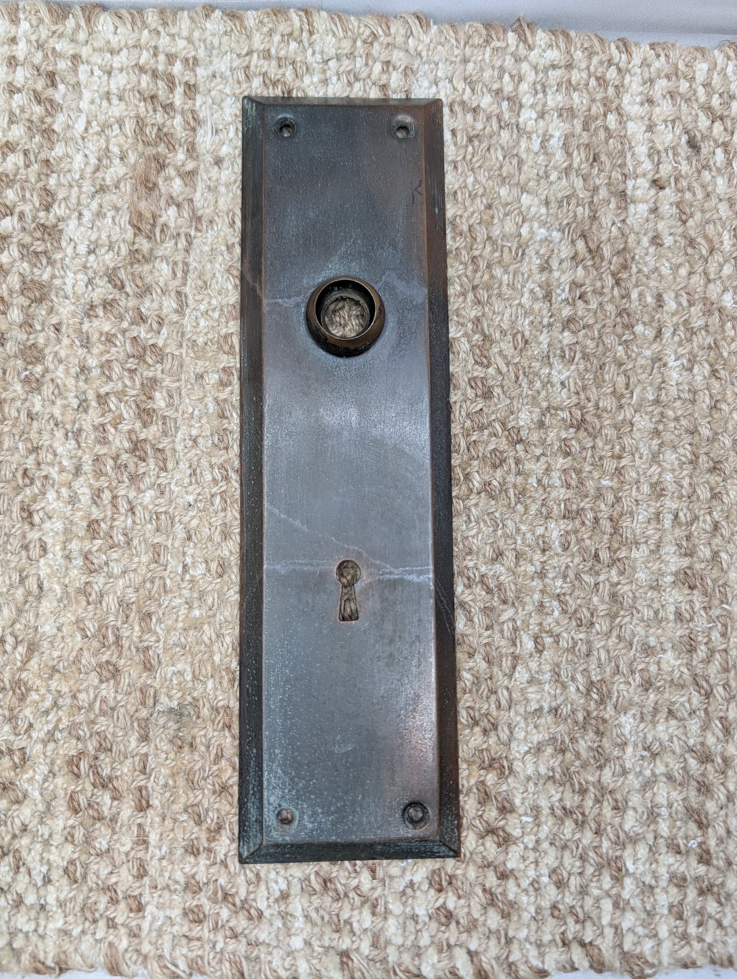 2 3/4" x 10" Antique Stamped Brass Door Knob Plate