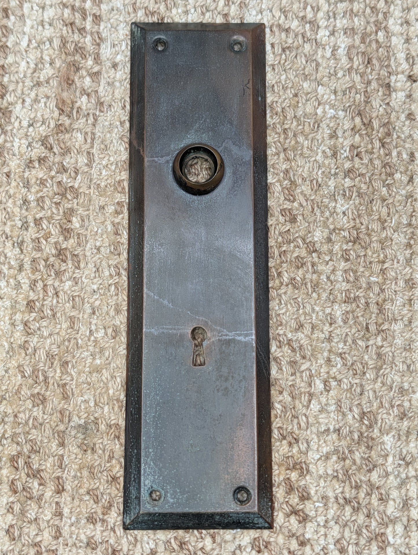 2 3/4" x 10" Antique Stamped Brass Door Knob Plate