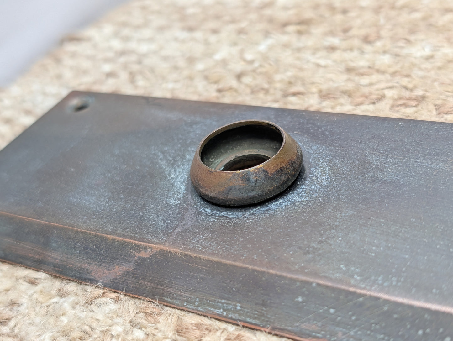 2 3/4" x 10" Antique Stamped Brass Door Knob Plate