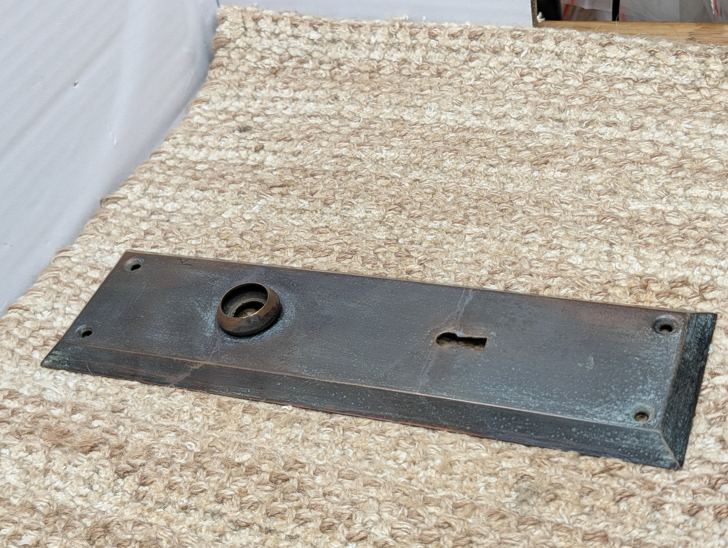 2 3/4" x 10" Antique Stamped Brass Door Knob Plate