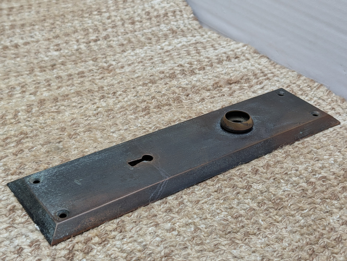 2 3/4" x 10" Antique Stamped Brass Door Knob Plate