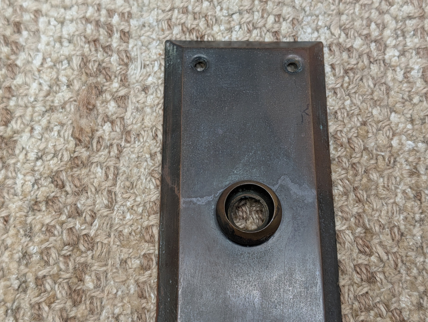 2 3/4" x 10" Antique Stamped Brass Door Knob Plate