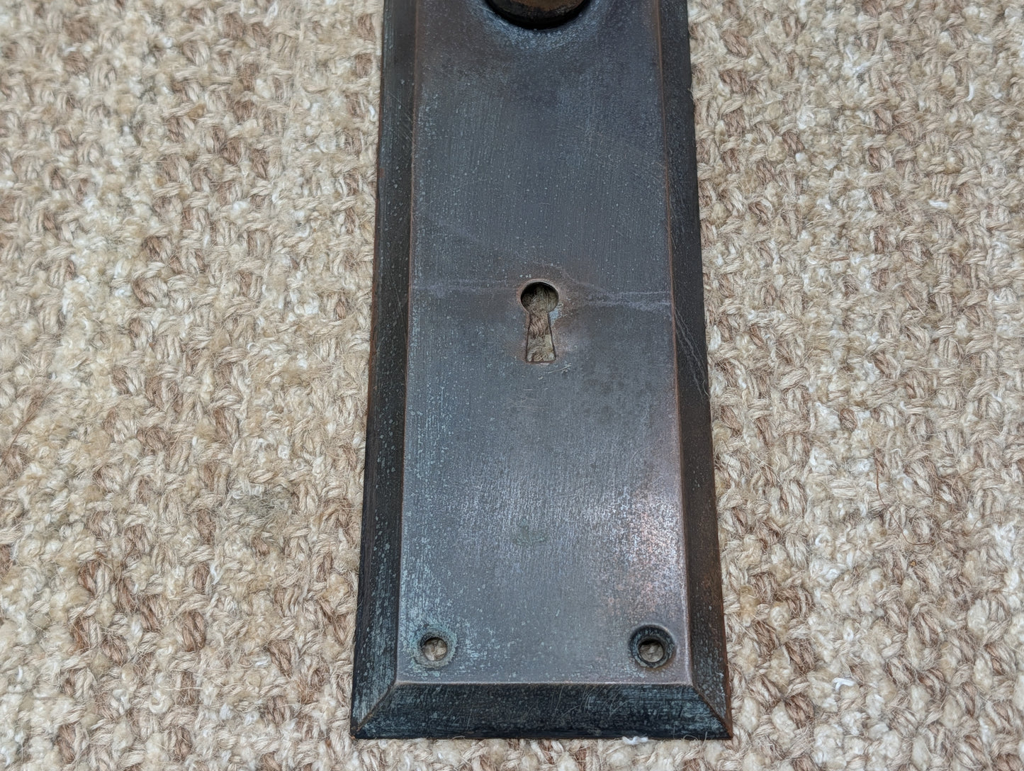2 3/4" x 10" Antique Stamped Brass Door Knob Plate