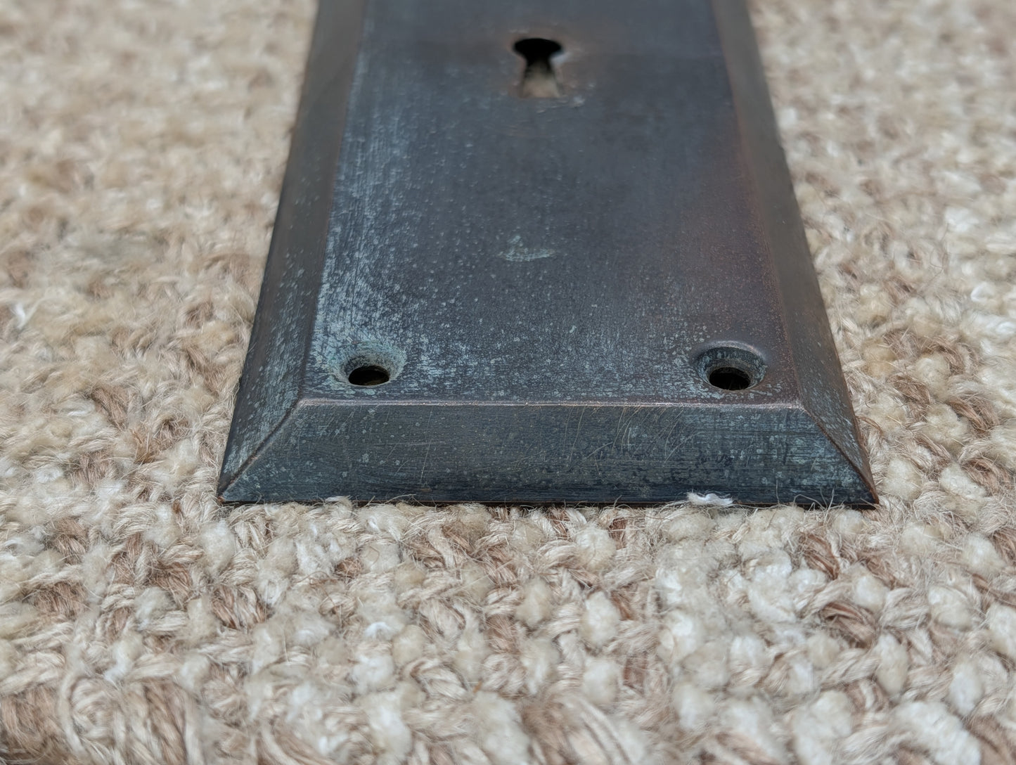 2 3/4" x 10" Antique Stamped Brass Door Knob Plate