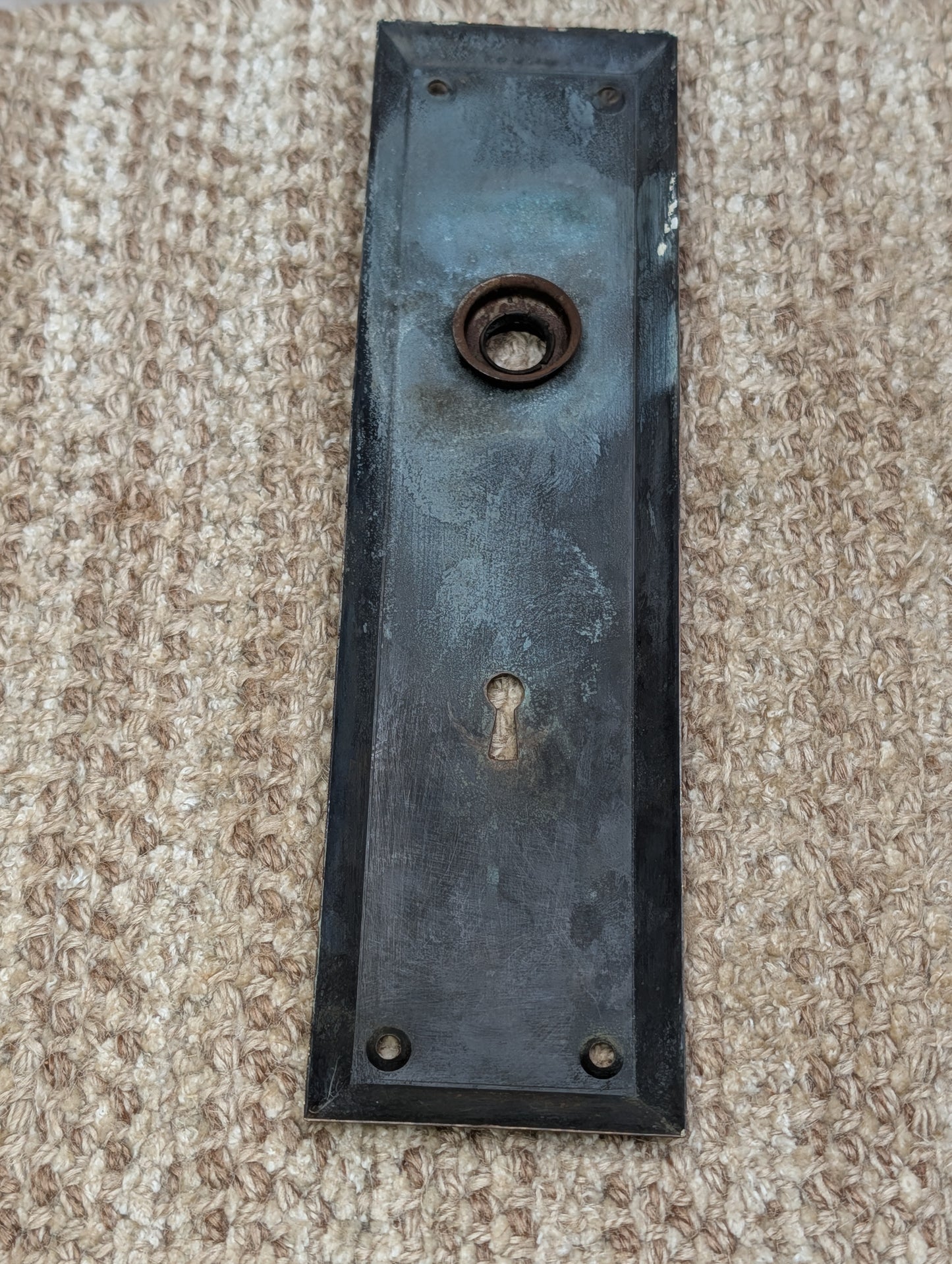 2 3/4" x 10" Antique Stamped Brass Door Knob Plate