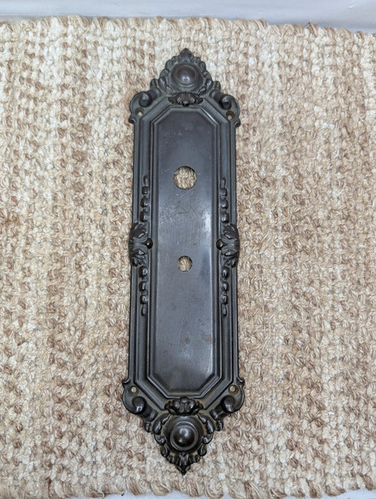 3" x 11 3/16" Antique Baldwin Cast Brass Door Knob Plate