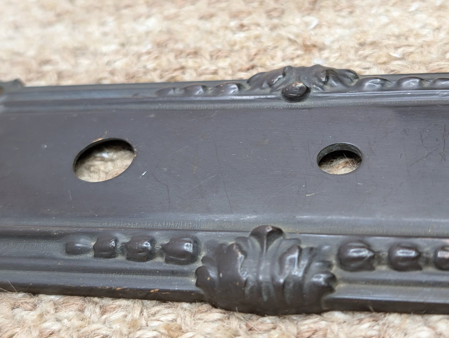 3" x 11 3/16" Antique Baldwin Cast Brass Door Knob Plate