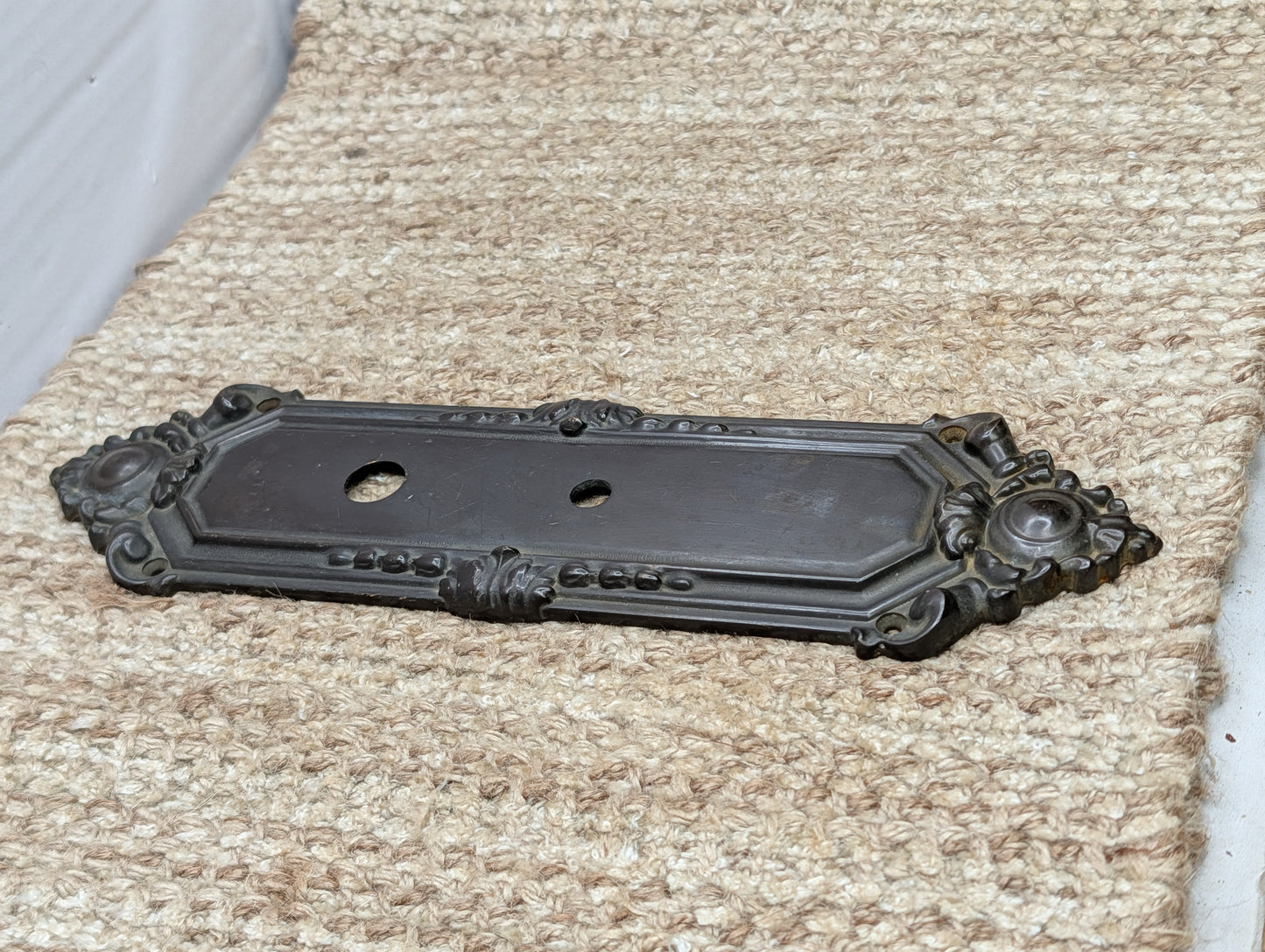 3" x 11 3/16" Antique Baldwin Cast Brass Door Knob Plate