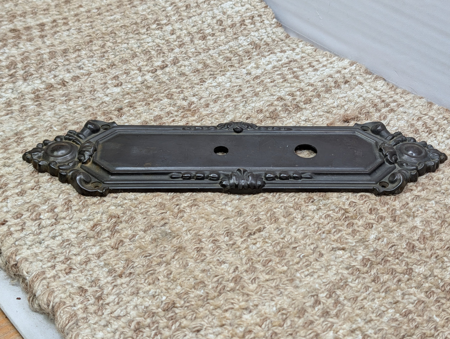 3" x 11 3/16" Antique Baldwin Cast Brass Door Knob Plate
