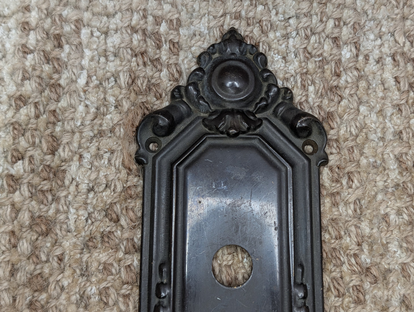 3" x 11 3/16" Antique Baldwin Cast Brass Door Knob Plate