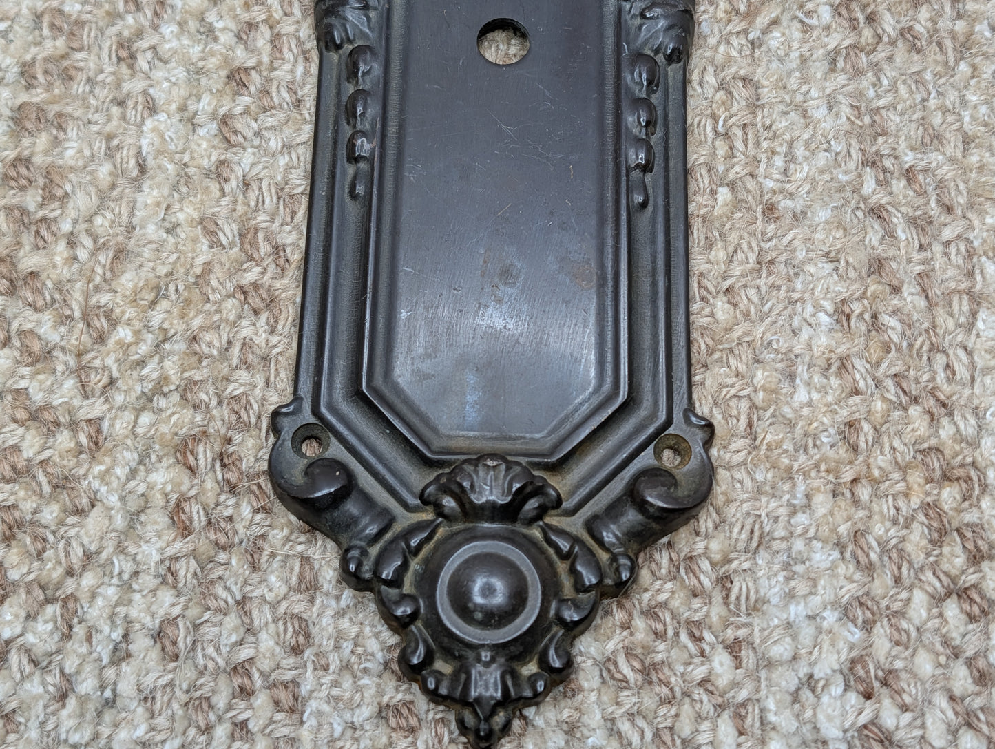 3" x 11 3/16" Antique Baldwin Cast Brass Door Knob Plate