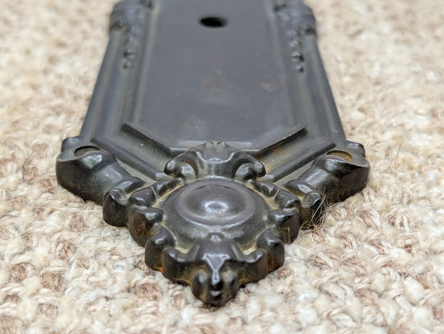 3" x 11 3/16" Antique Baldwin Cast Brass Door Knob Plate