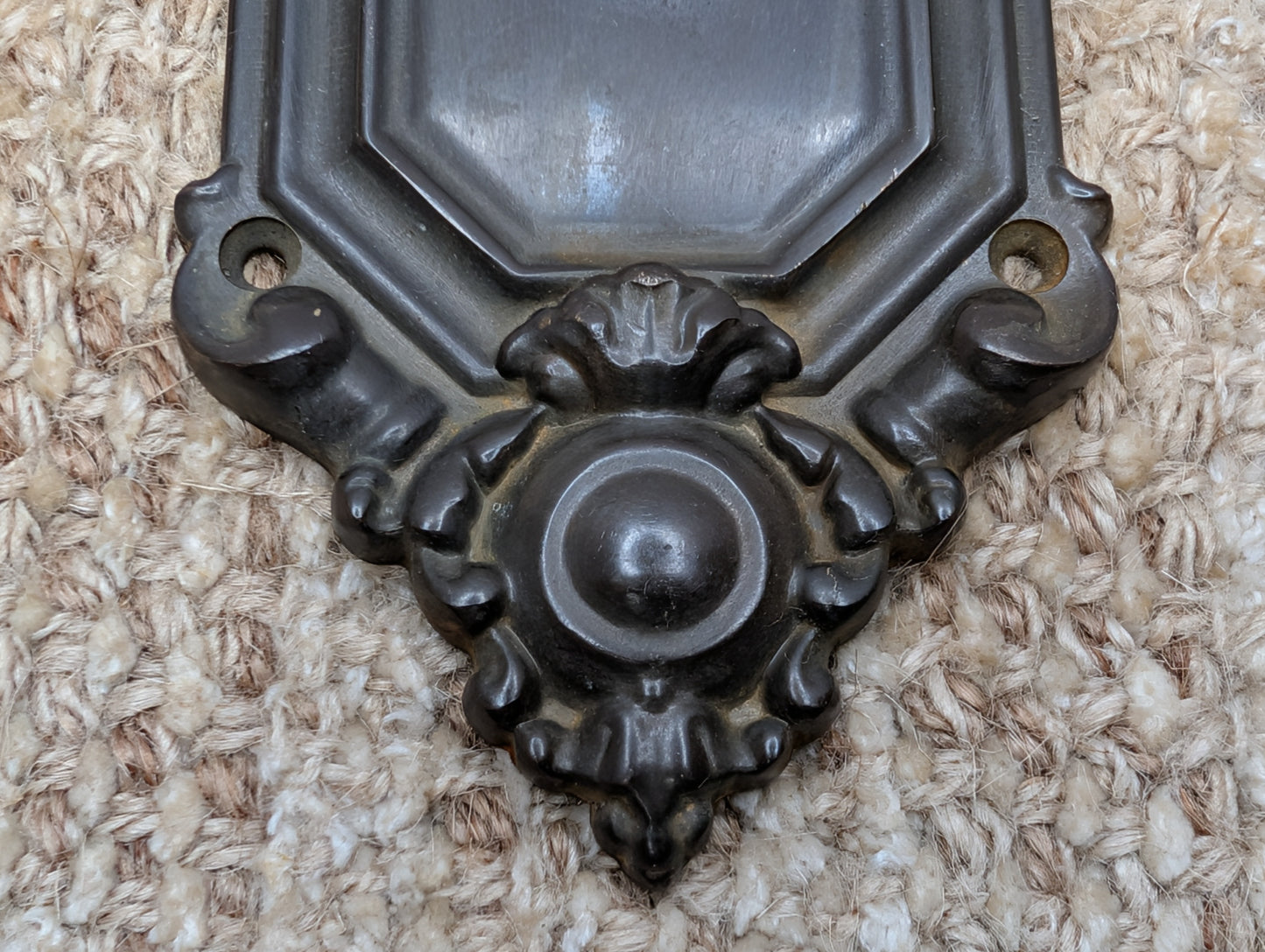 3" x 11 3/16" Antique Baldwin Cast Brass Door Knob Plate
