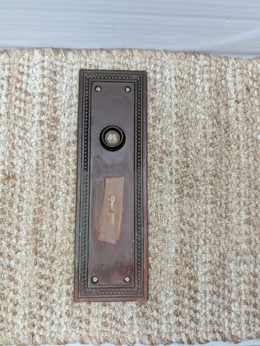 3 1/16" x 9 7/8" Antique Stamped Brass Door Knob Plate