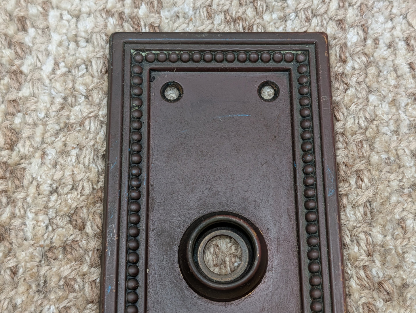 3 1/16" x 9 7/8" Antique Stamped Brass Door Knob Plate