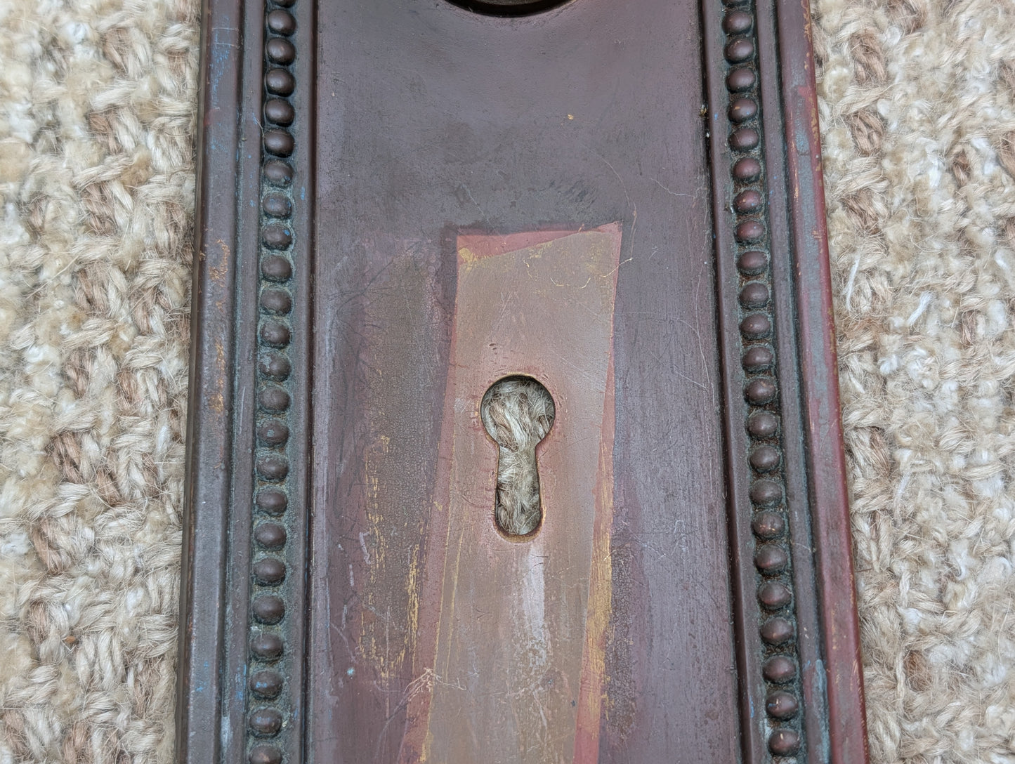 3 1/16" x 9 7/8" Antique Stamped Brass Door Knob Plate