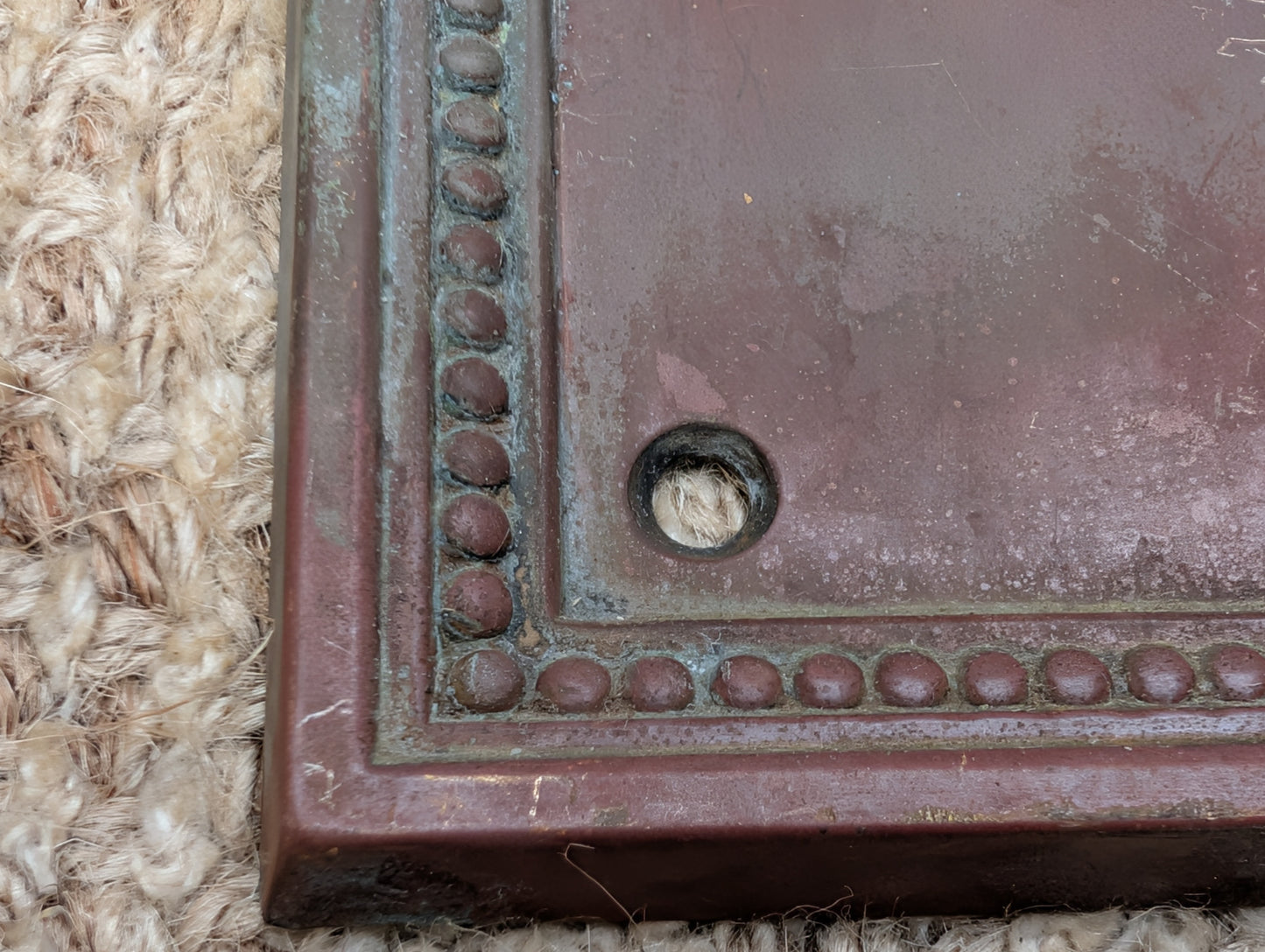 3 1/16" x 9 7/8" Antique Stamped Brass Door Knob Plate