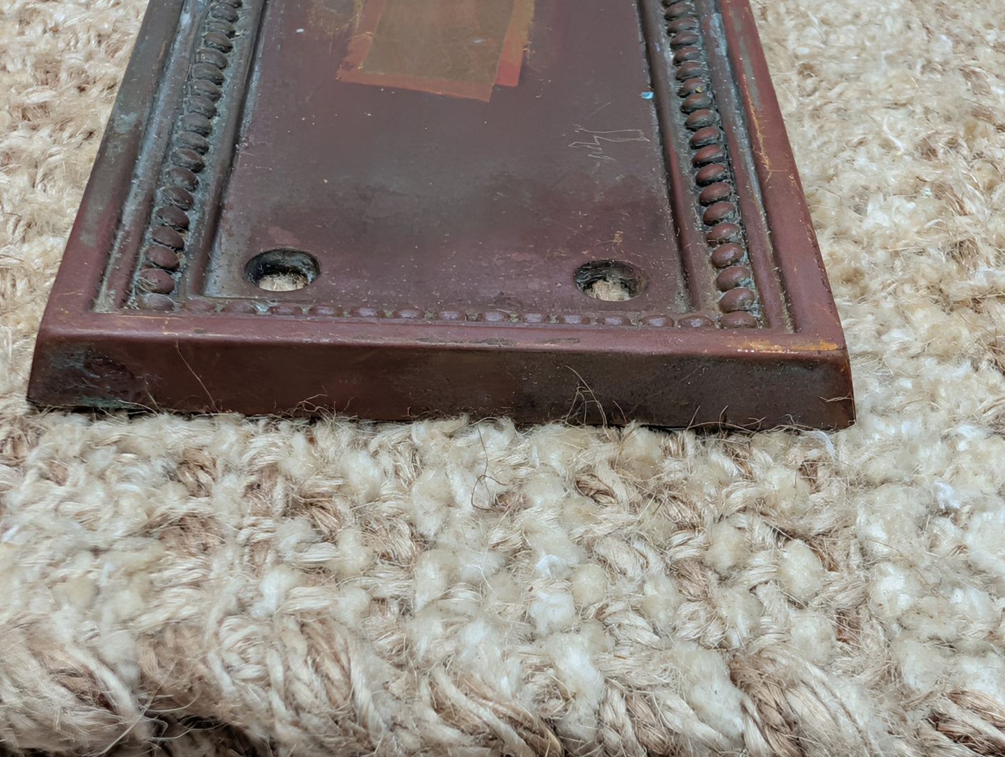 3 1/16" x 9 7/8" Antique Stamped Brass Door Knob Plate