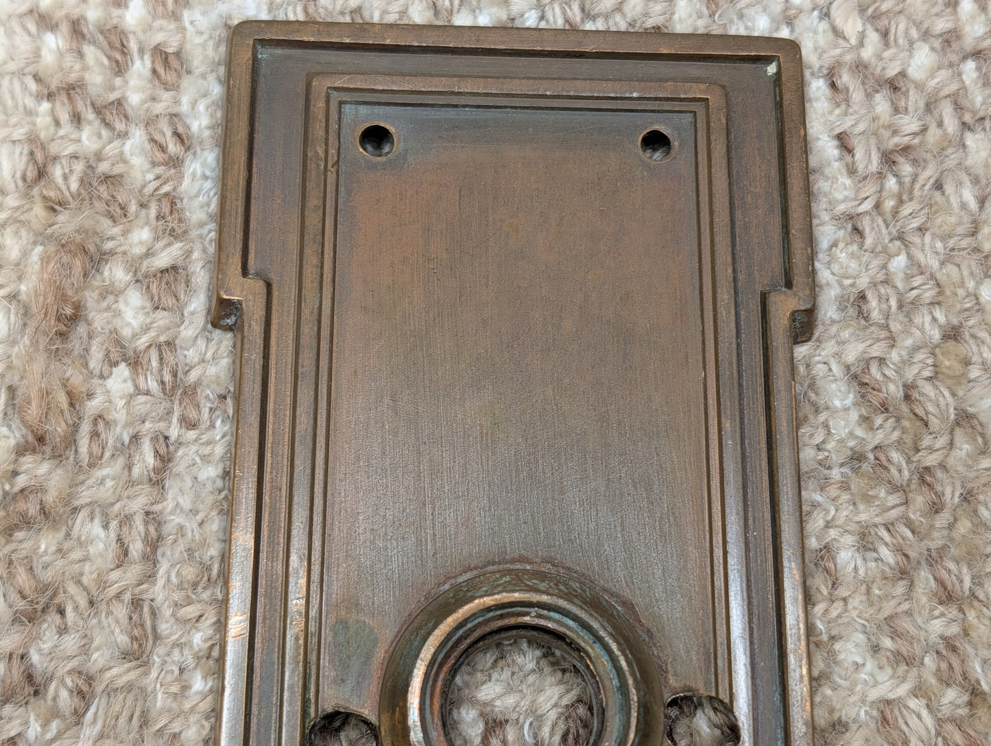3 1/16" x 10 1/2" Antique Stamped Brass Door Knob Plate