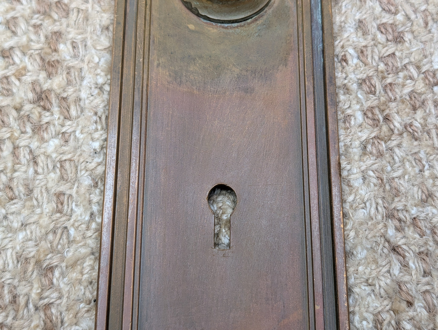 3 1/16" x 10 1/2" Antique Stamped Brass Door Knob Plate