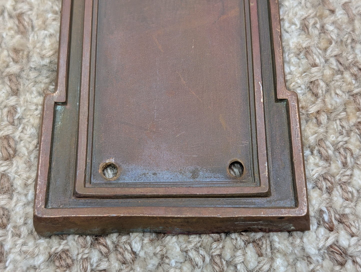 3 1/16" x 10 1/2" Antique Stamped Brass Door Knob Plate