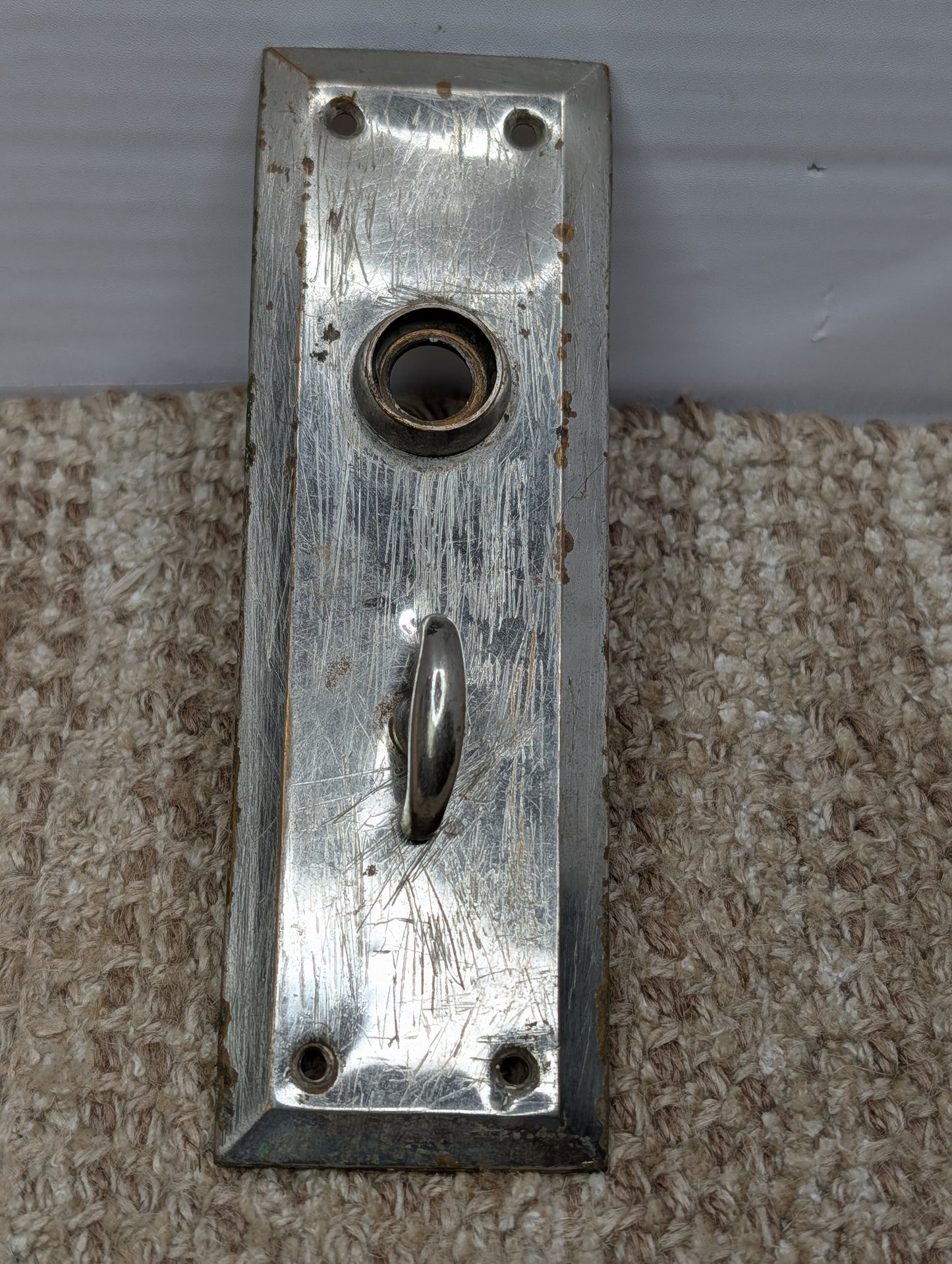 Antique 2 1/4" x 7" Brass Thumb Turn Door Knob Plate