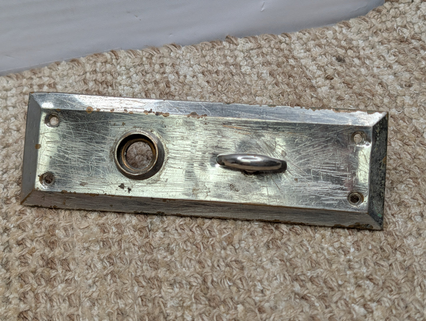 Antique 2 1/4" x 7" Brass Thumb Turn Door Knob Plate