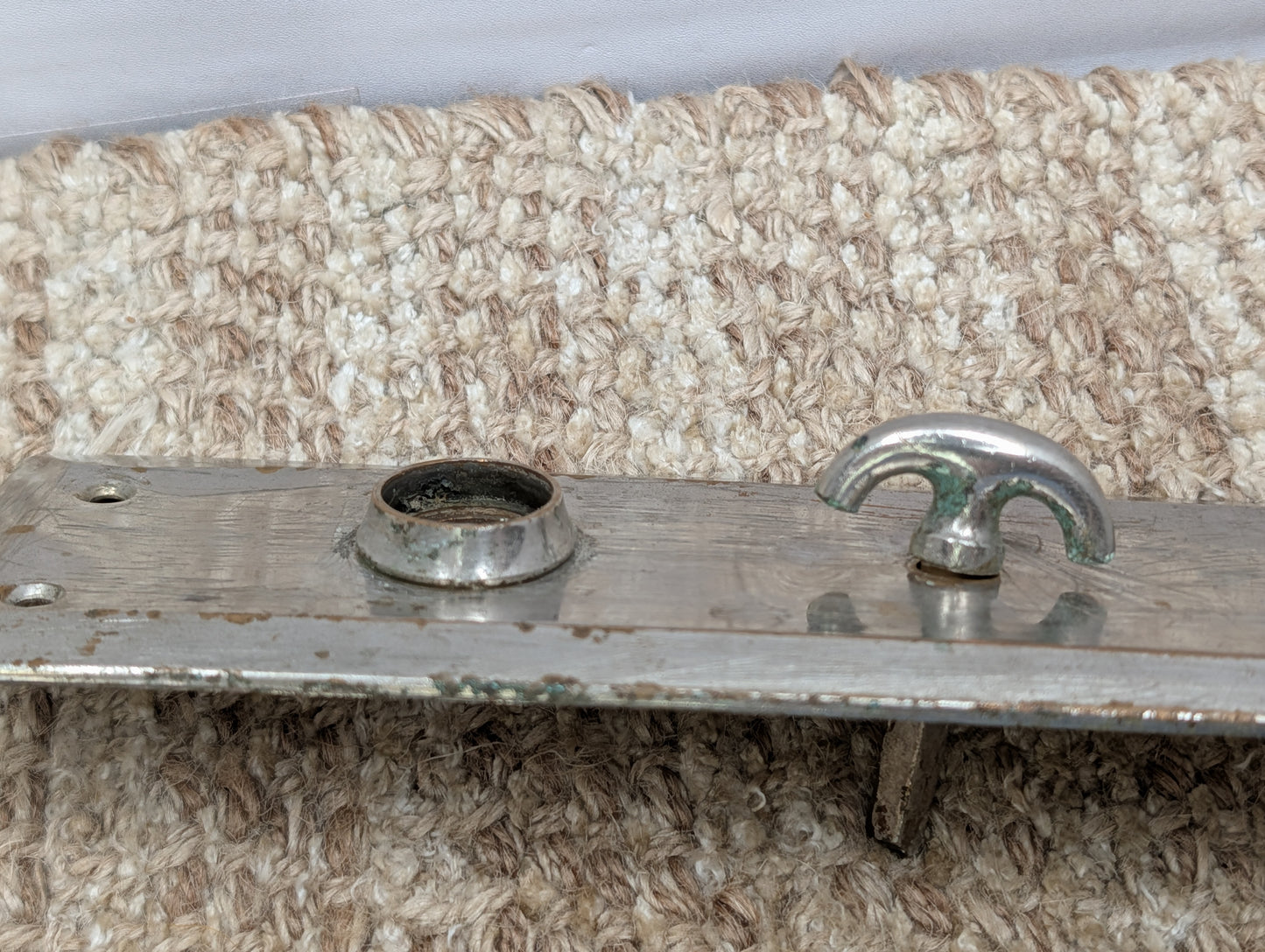 Antique 2 1/4" x 7" Brass Thumb Turn Door Knob Plate