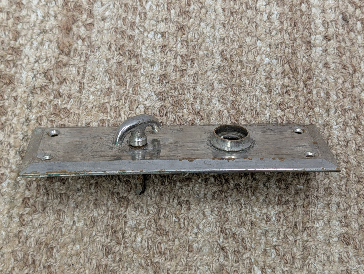 Antique 2 1/4" x 7" Brass Thumb Turn Door Knob Plate