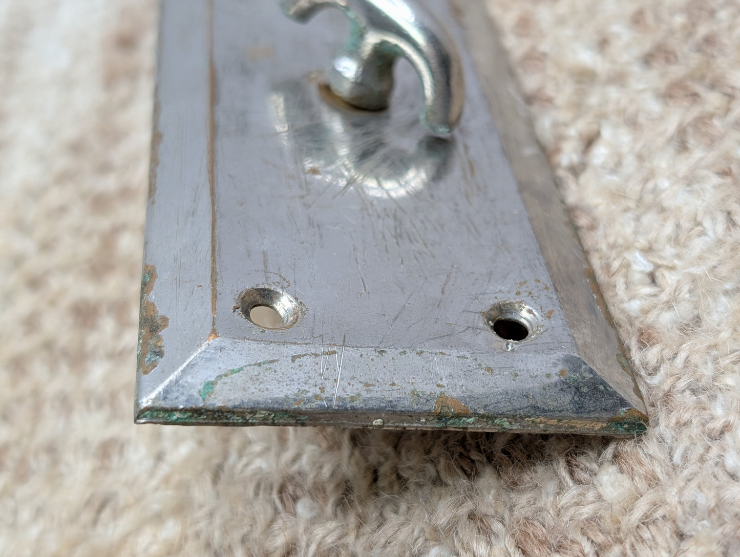 Antique 2 1/4" x 7" Brass Thumb Turn Door Knob Plate