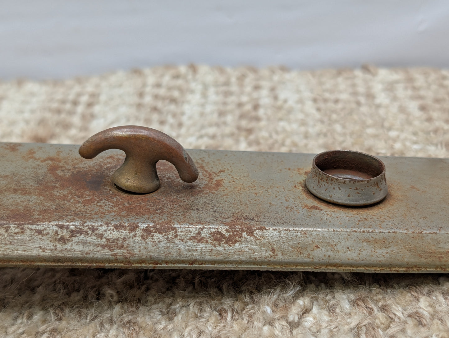Antique 2 1/4" x 7" Stamped Steel Thumb Turn Door Knob Plate