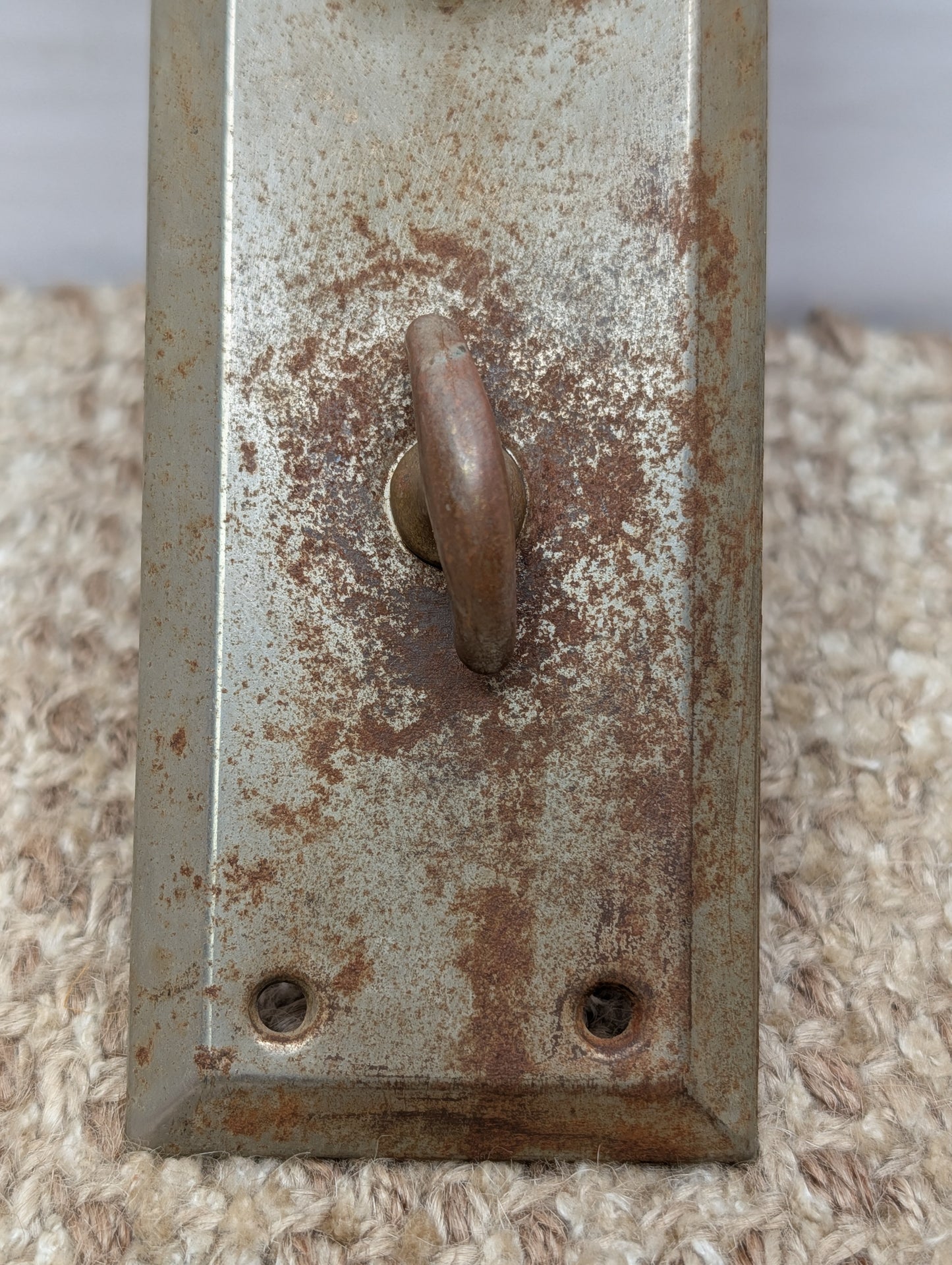 Antique 2 1/4" x 7" Stamped Steel Thumb Turn Door Knob Plate