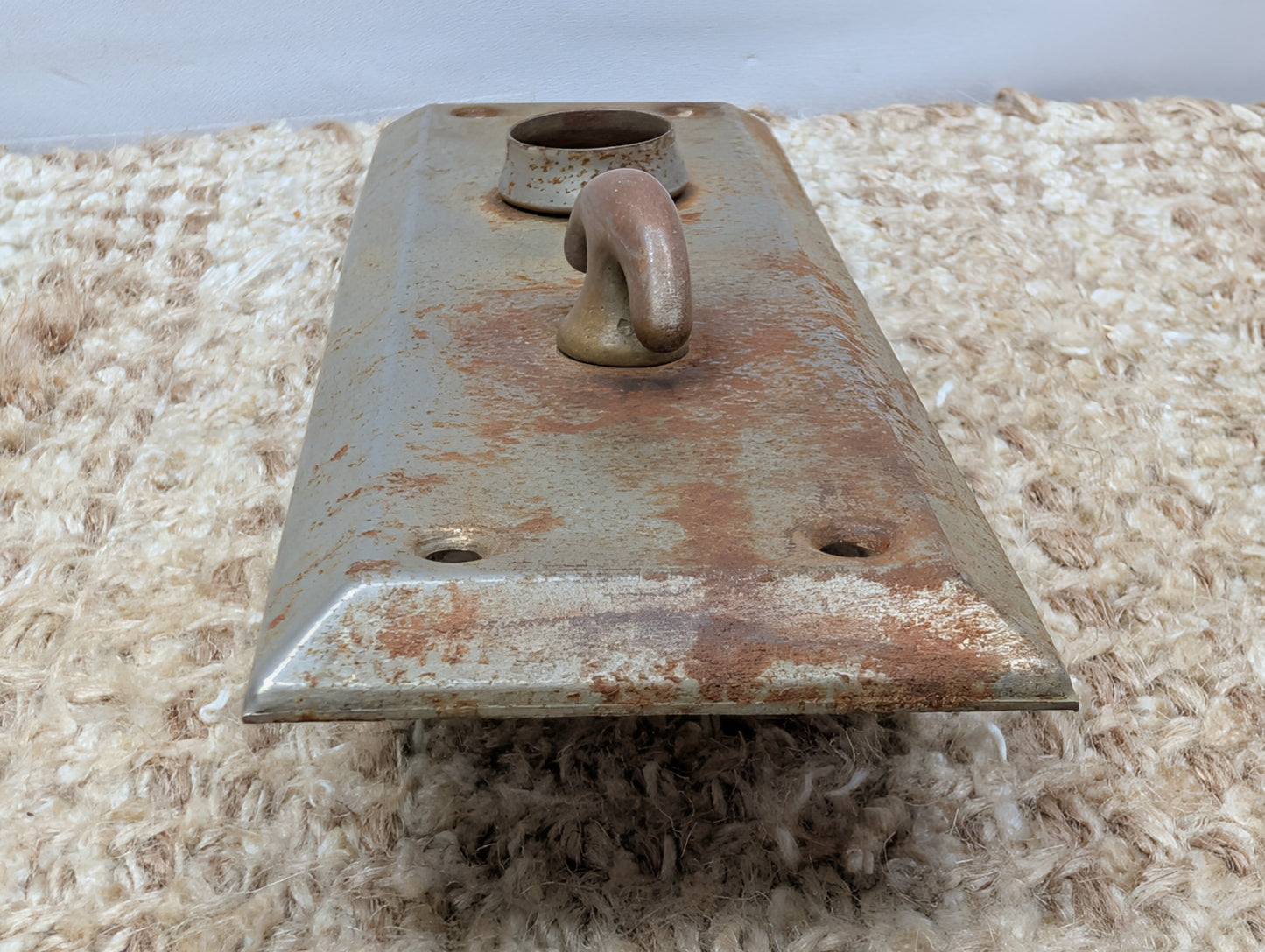 Antique 2 1/4" x 7" Stamped Steel Thumb Turn Door Knob Plate