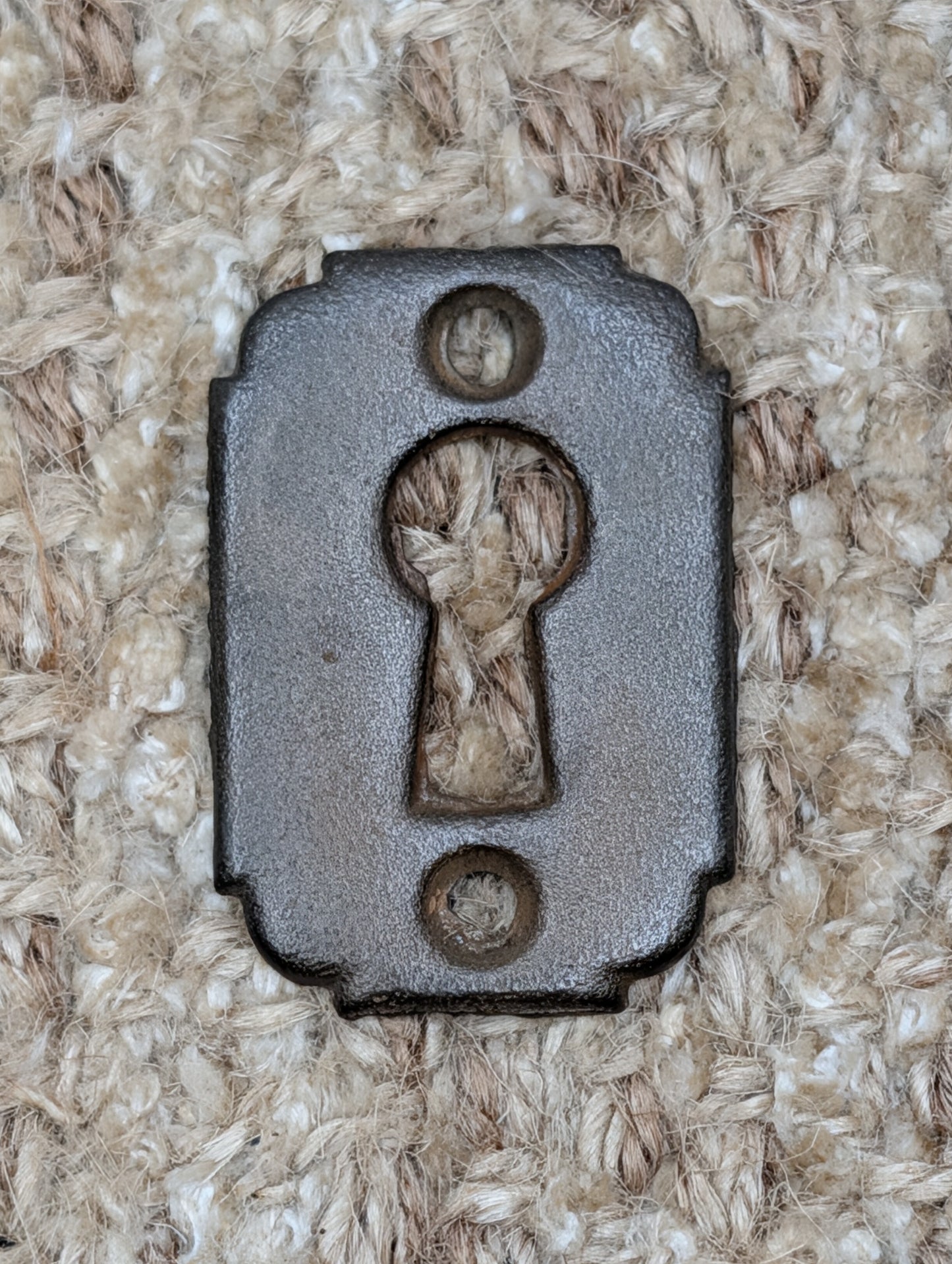 1  1/8" x 1  11/16" Antique Cast Iron Key Hole Cover Escutcheon Door Hardware