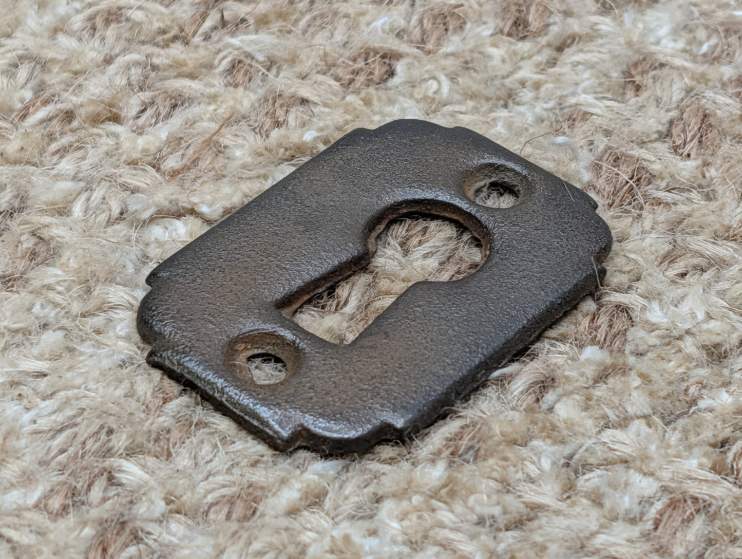1  1/8" x 1  11/16" Antique Cast Iron Key Hole Cover Escutcheon Door Hardware