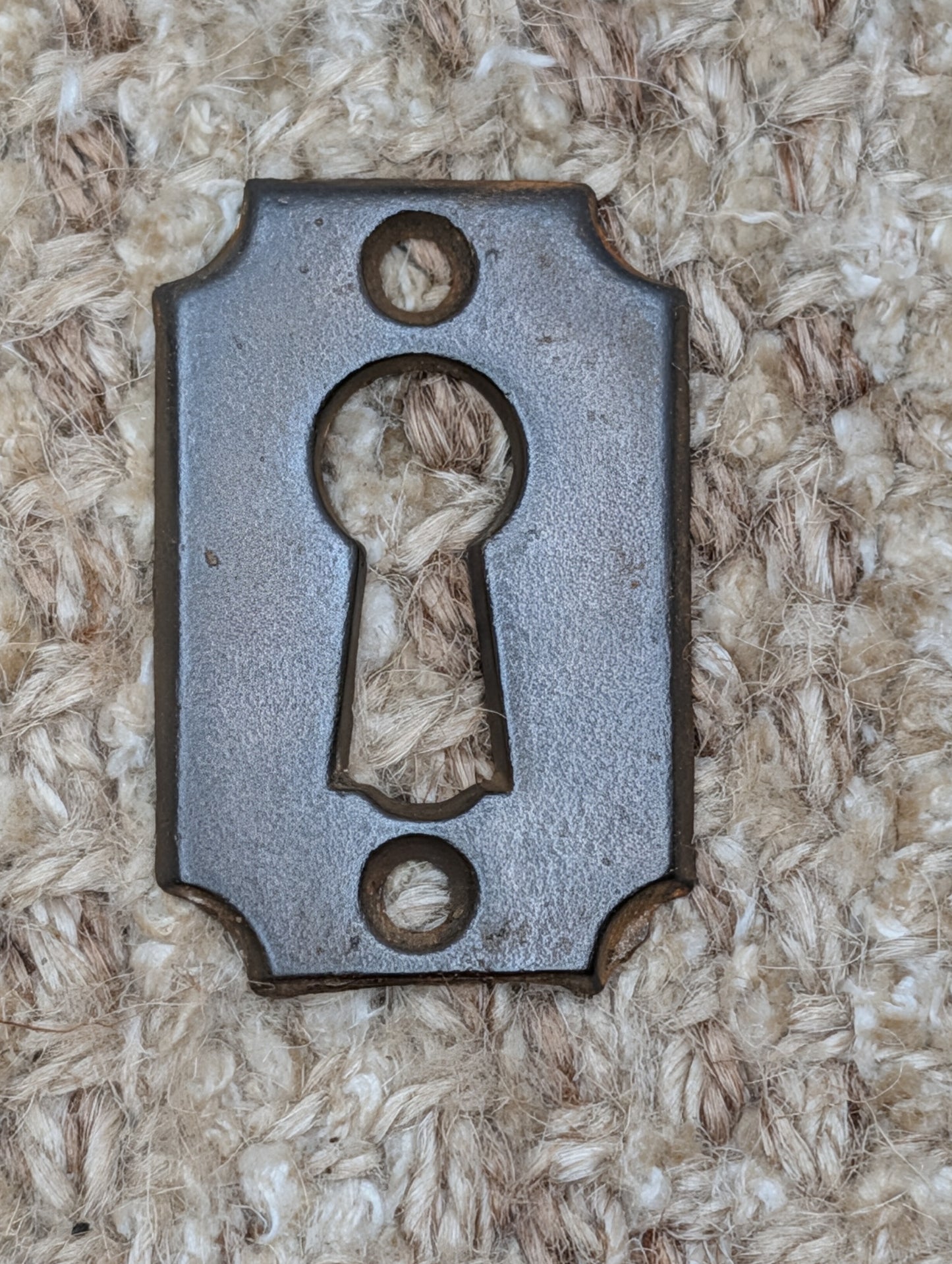 1  1/8" x 1  11/16" Antique Cast Iron Key Hole Cover Escutcheon Door Hardware