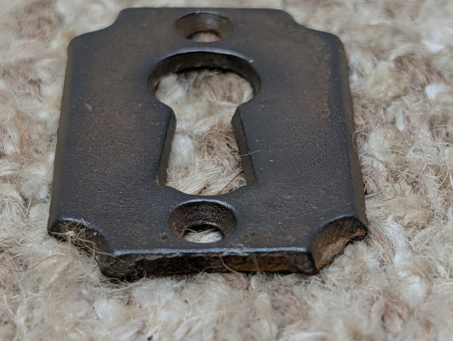 1  1/8" x 1  11/16" Antique Cast Iron Key Hole Cover Escutcheon Door Hardware
