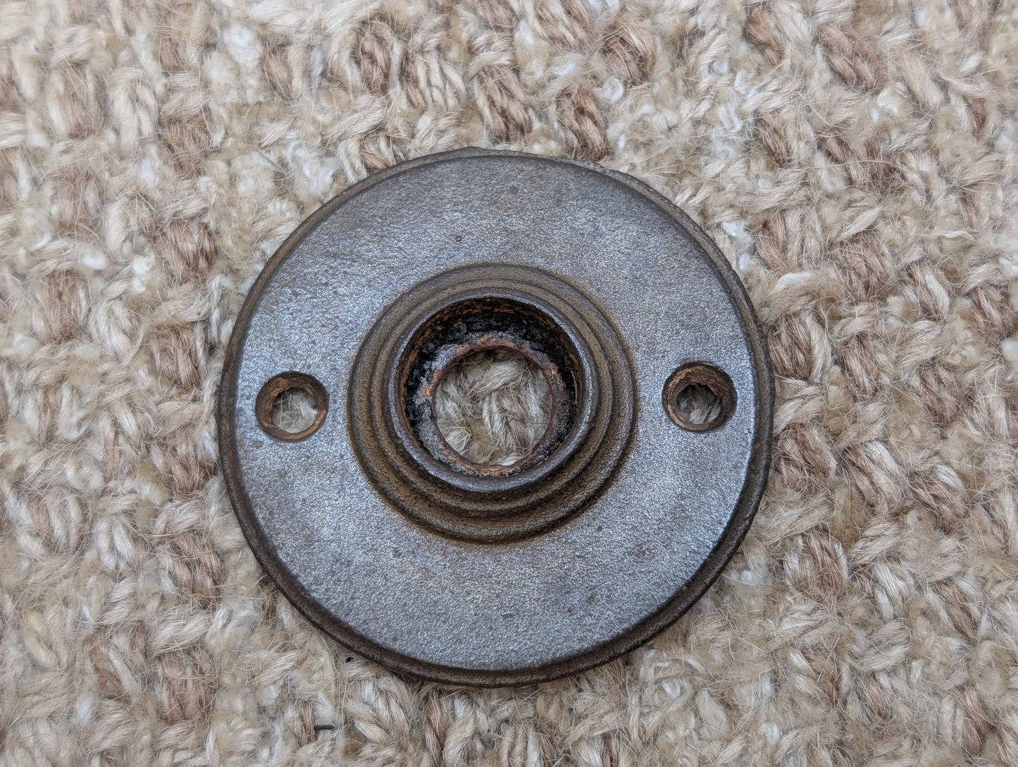 2  1/16" Antique Cast Iron Rosette Escutcheon For Door Knob