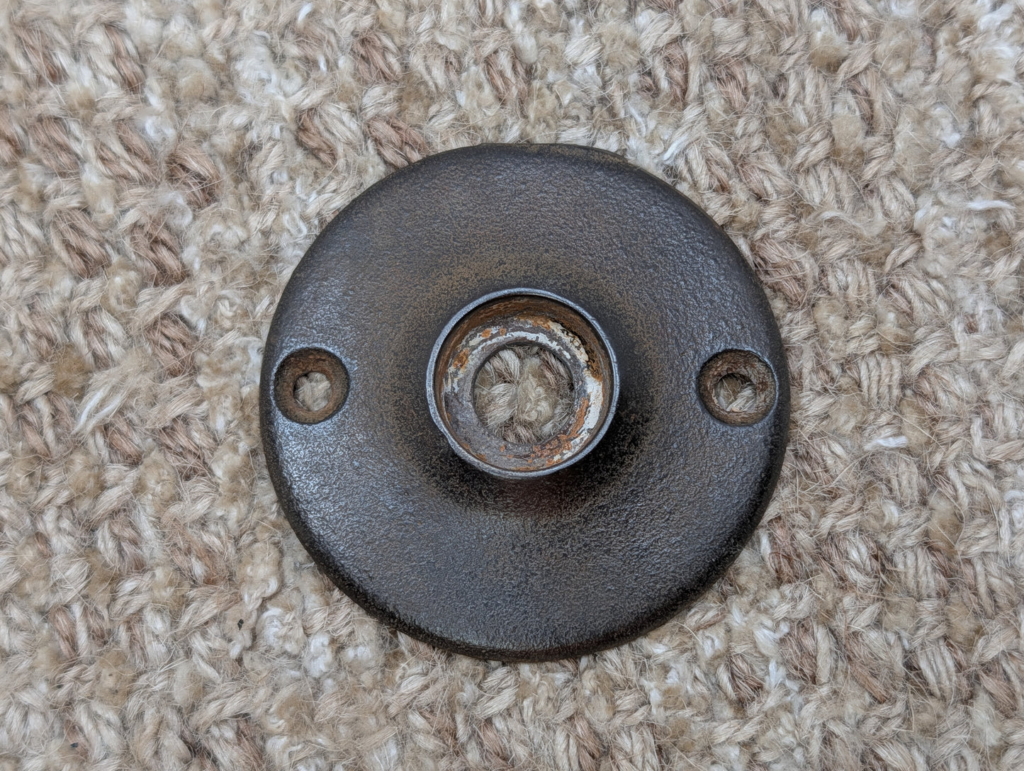 2  1/8" Antique Cast Iron Rosette Escutcheon For Door Knob