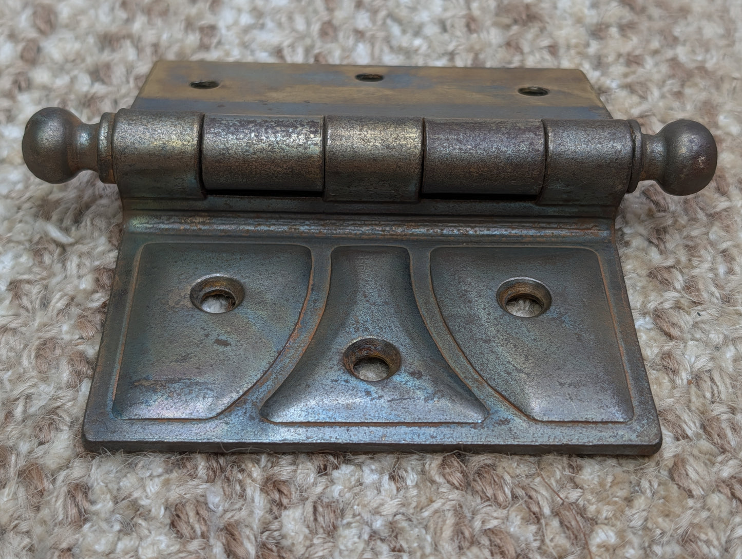 Pair 4" x 3 1/2" Antique McKinney Offset Surface Mount Right Swing Ball Tip Door Hinges